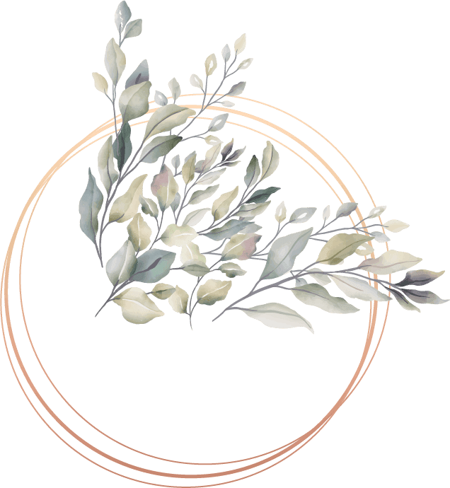 a watercolor painting of leaves in a circle