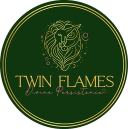 The Logo of Twin Flames Divine Persistence featuring a golden mix of lion and owl with the words 'Twin Flames Divine Persistence' underneath.